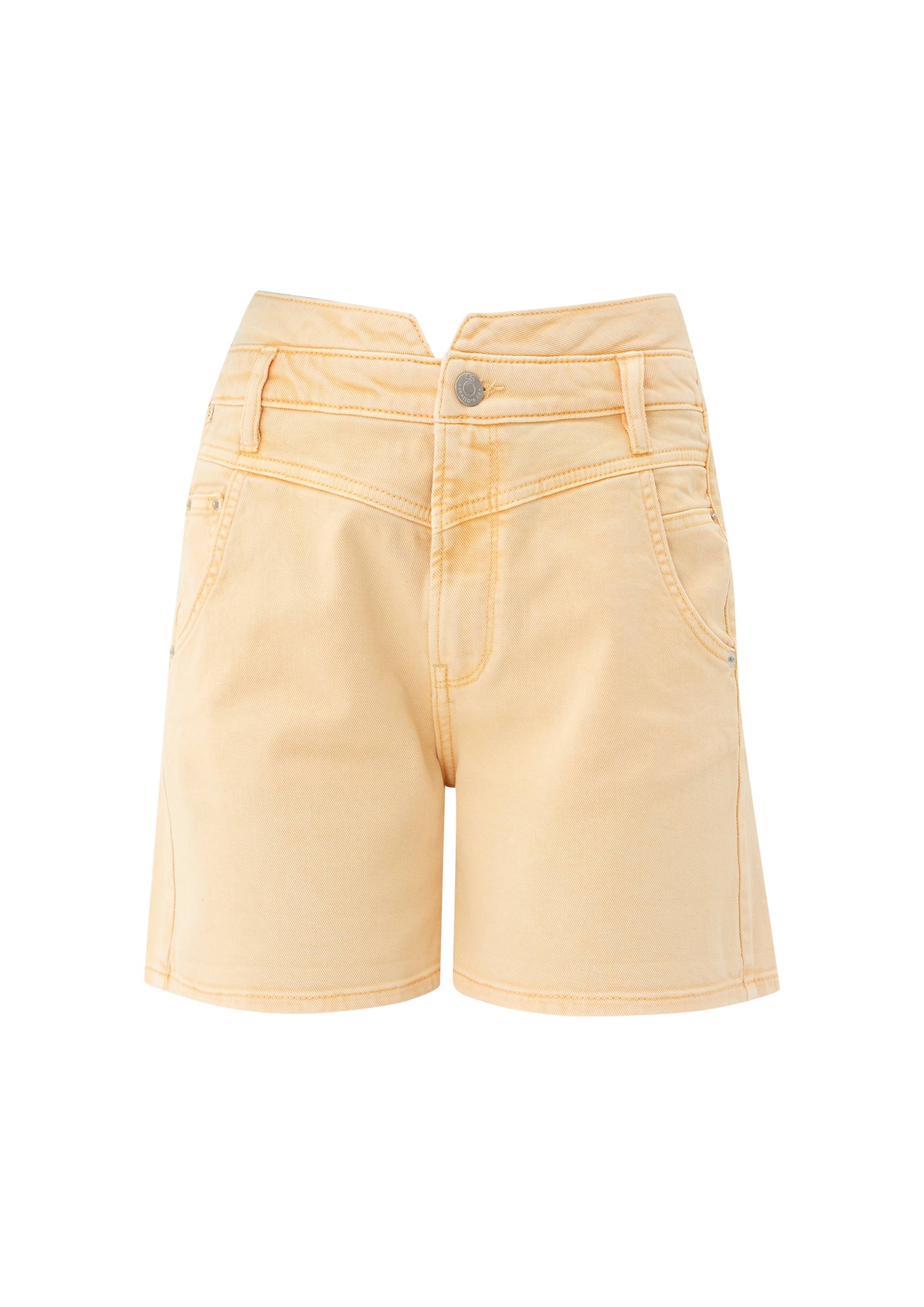 QS - Jeans-Shorts Mom / Relaxed Fit / High Rise / Straight Leg, Damen, gelb von QS