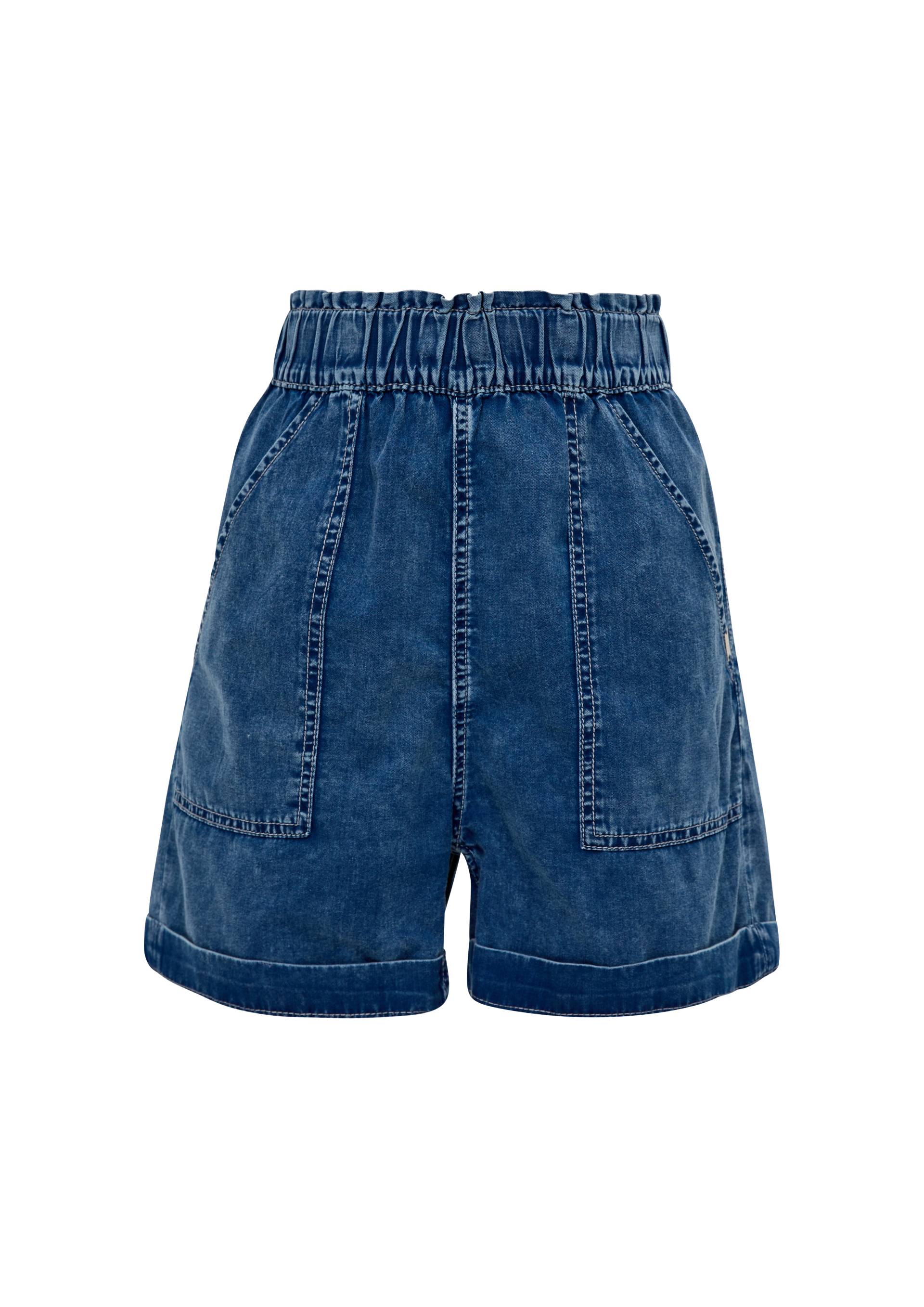 QS - Jeans-Shorts Paper Bag / Relaxed Fit / High Rise / Semi Wide Leg, Damen, blau von QS