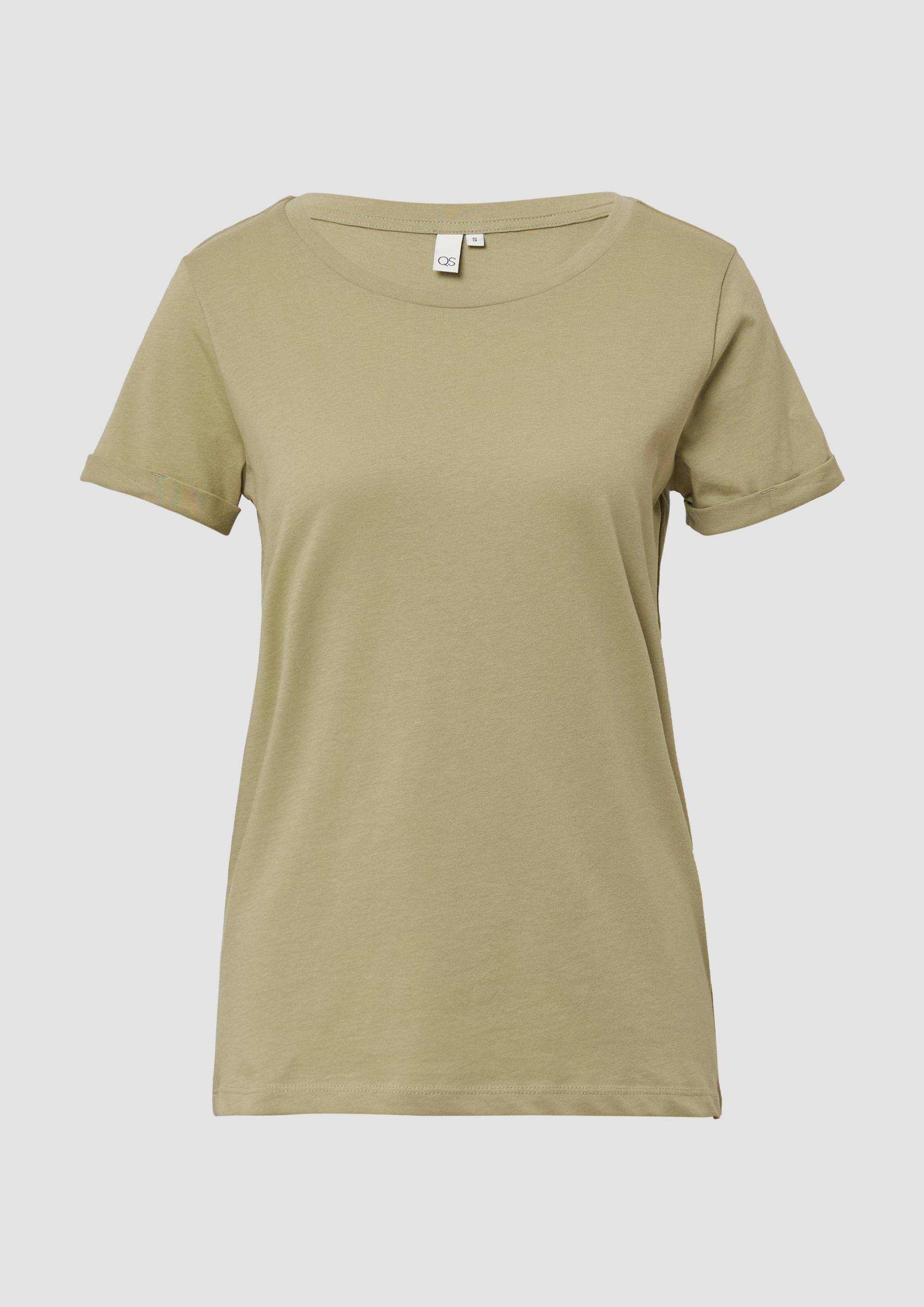 QS - Jerseyshirt mit Crew Neck, Damen, Grün von QS