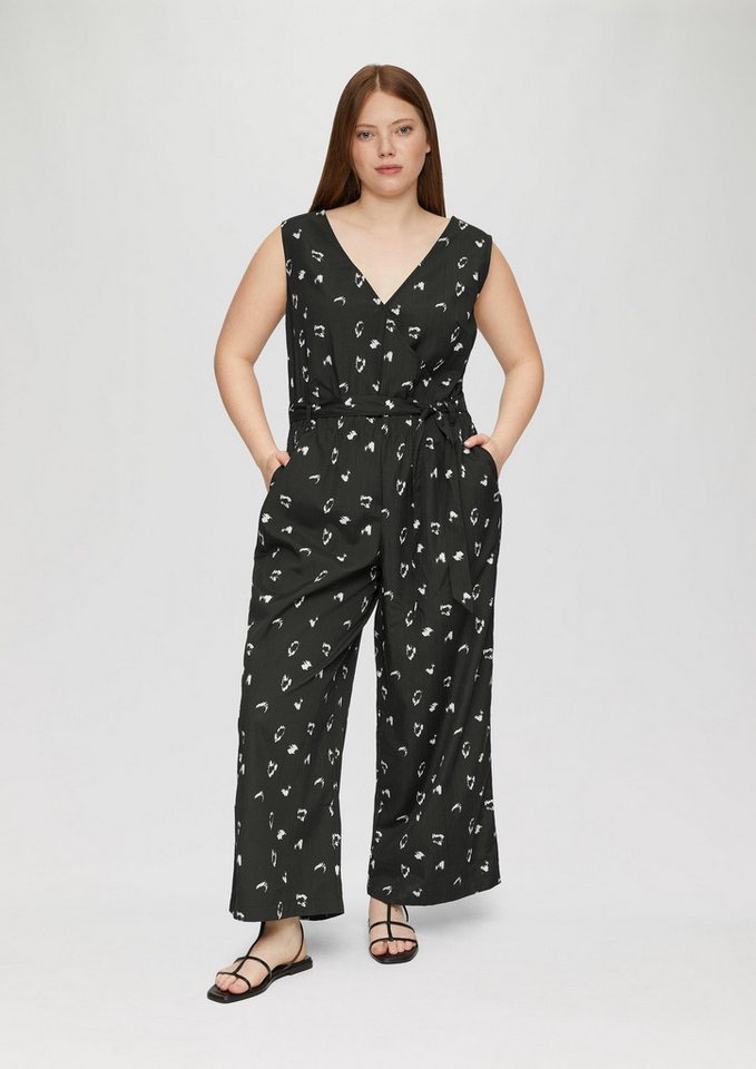 QS Jumpsuit Overall Ärmelloser Jumpsuit mit Eingrifftaschen und Bindeband von QS