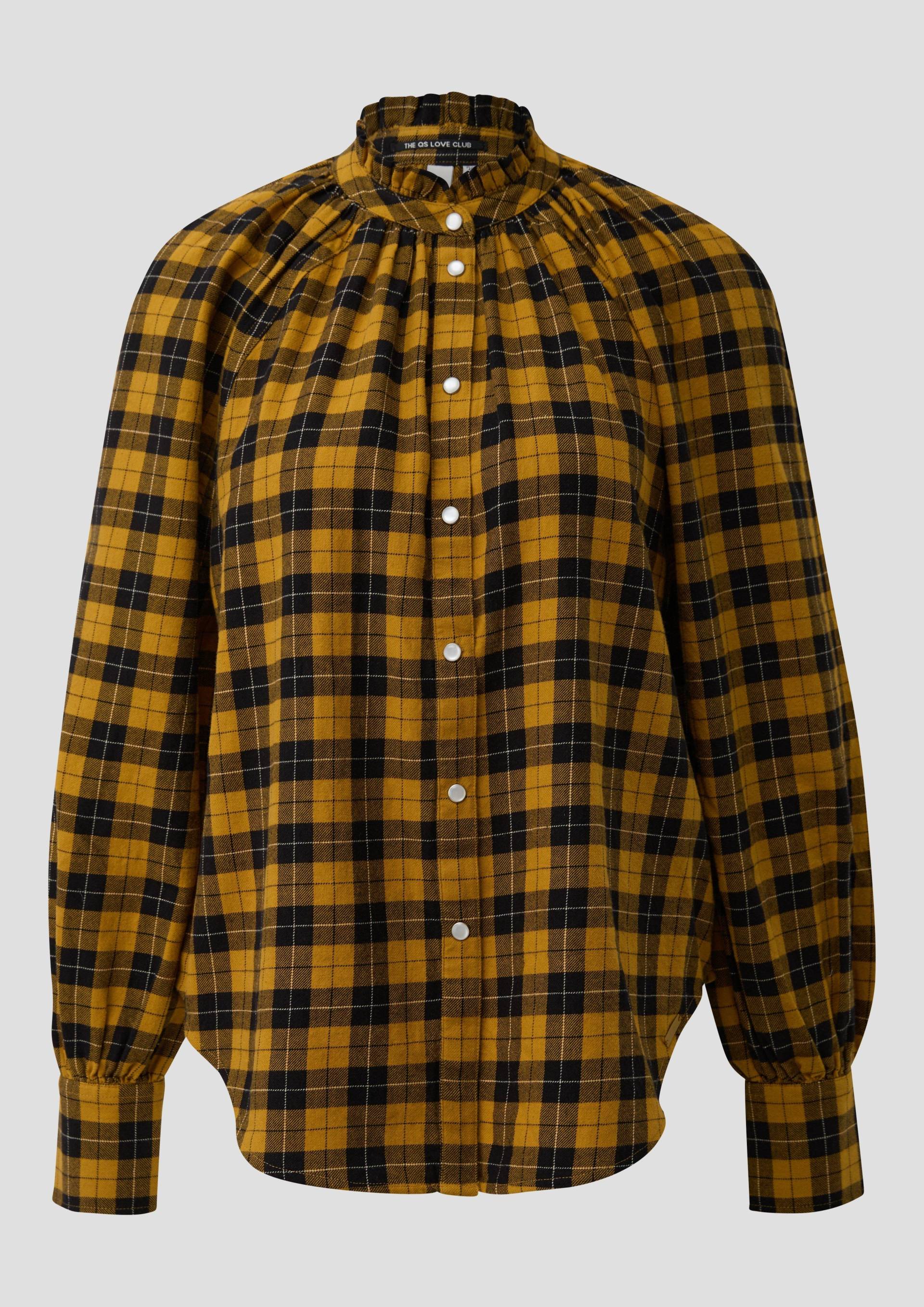 QS - Karobluse mit Raglanärmel und Rüsche am Stehkragen, Damen, gelb|schwarz von QS