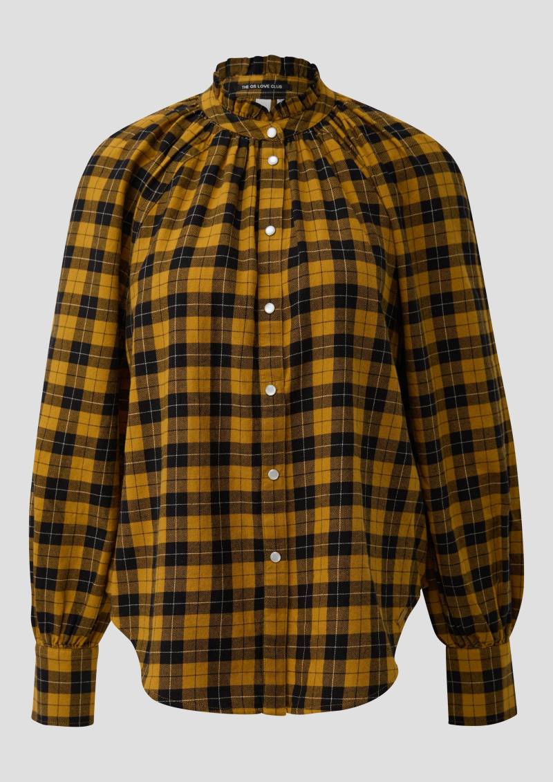 QS - Karobluse mit Raglanärmel und Rüsche am Stehkragen, Damen, gelb|schwarz von QS