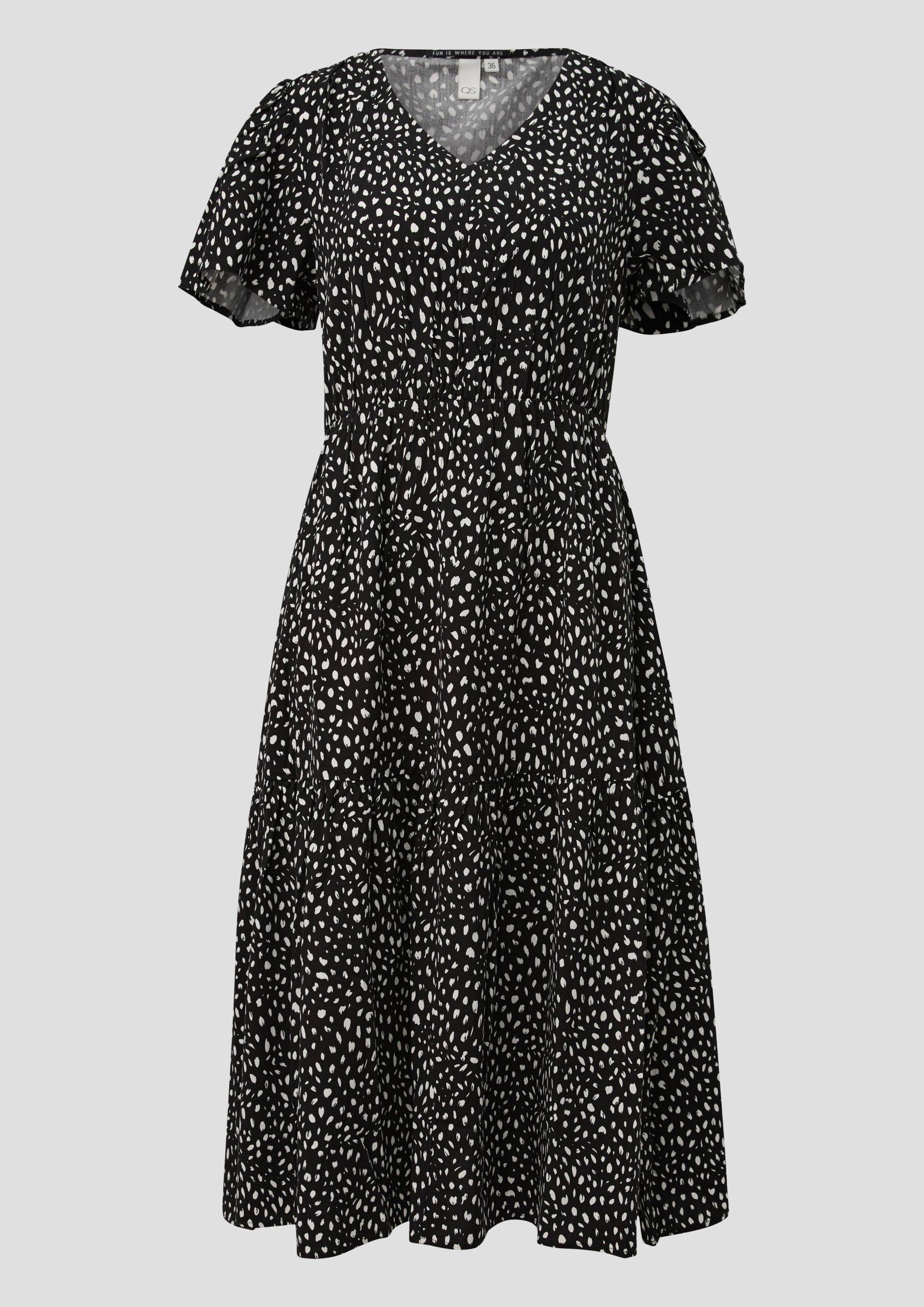 QS - Viskosekleid mit All-over-Print, Damen, schwarz von QS
