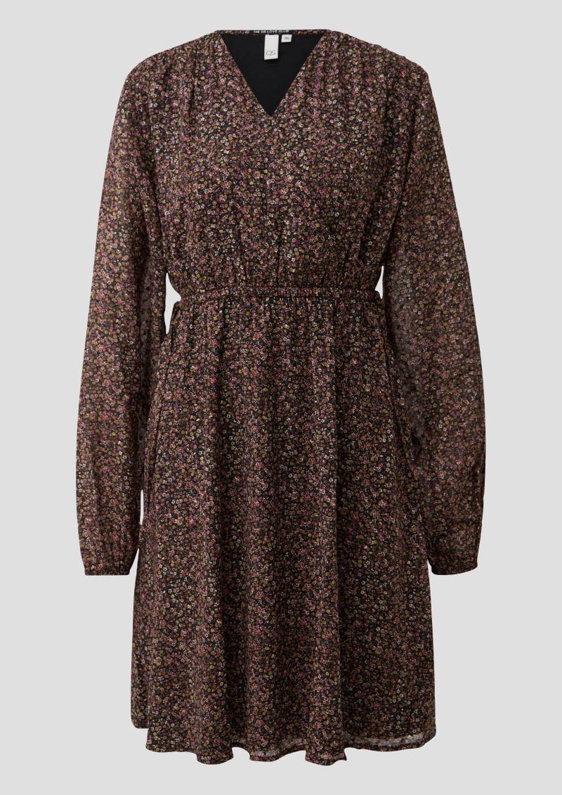 QS - Chiffonkleid, Damen, schwarz|mehrfarbig von QS