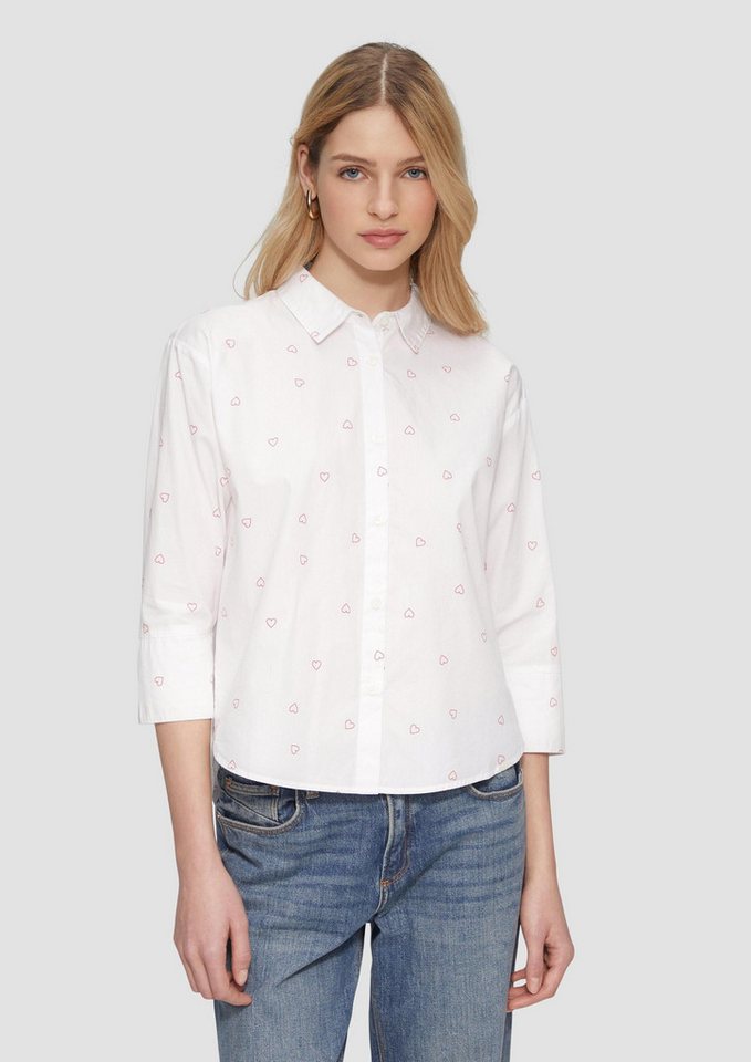 QS Kurzarmbluse Bluse Baumwollbluse mit All-over-Print (1-tlg) von QS