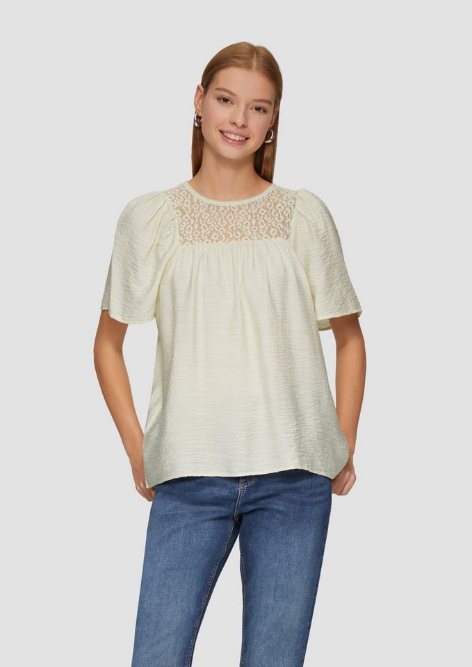 QS Kurzarmbluse Bluse Bluse mit Leo-Spitze von QS