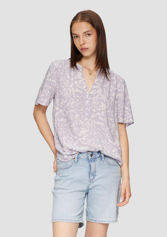 QS Kurzarmbluse Bluse Gemusterte Tunikabluse aus Viskose von QS