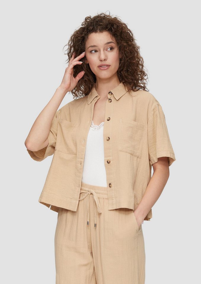 QS Kurzarmbluse Bluse Oversized-Hemdbluse aus Musselin von QS