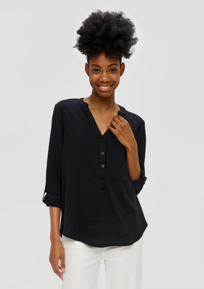 QS Kurzarmbluse Bluse Tunikabluse mit Ärmeln zum Krempeln von QS