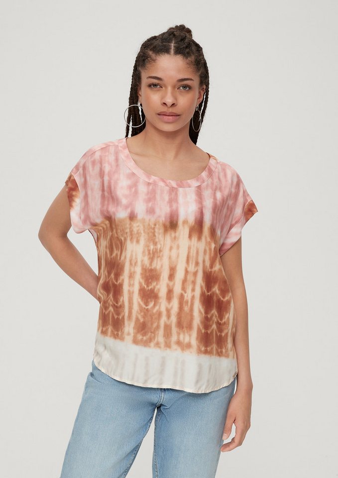 QS Kurzarmbluse Bluse Viskosebluse mit Allover-Print von QS