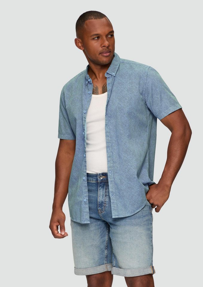 QS Kurzarmhemd Hemd Regular: Kurzarmhemd mit All-over-Print von QS