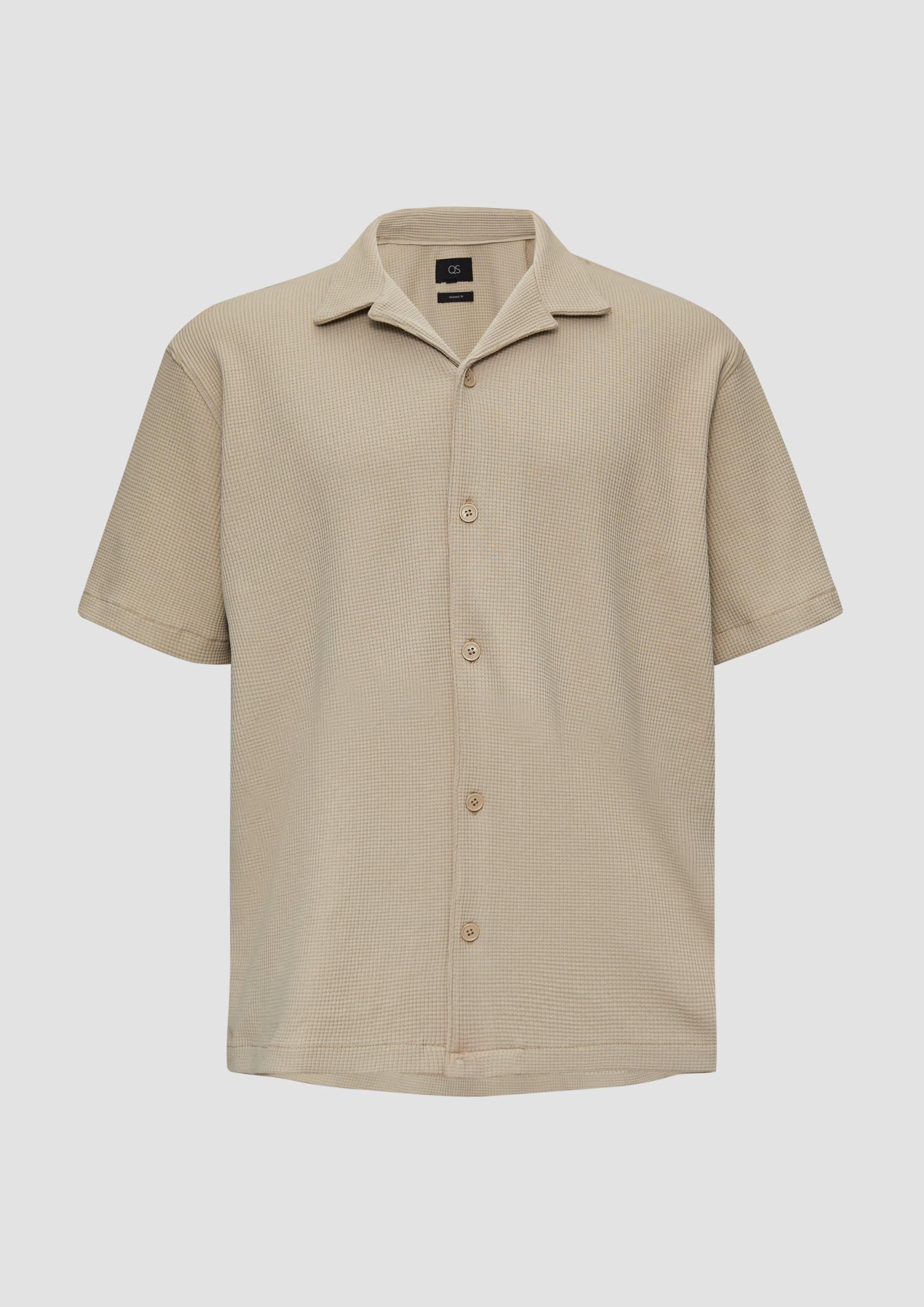 QS - Kurzarmhemd aus Waffel-Piqué mit Knopfleiste, Herren, Beige QS - Kurzarmhemd aus Waffel-Piqué mit Knopfleiste, Herren, Beige von QS