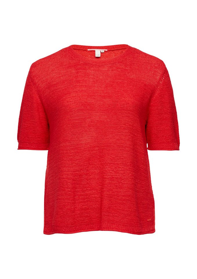 QS Kurzarmpullover Strickpullover Kurzarmpullover aus Bändchengarn von QS