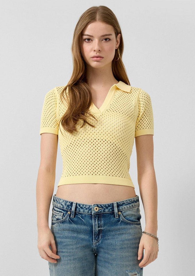 QS Kurzarmpullover Strickpullover Strick-Polo von QS