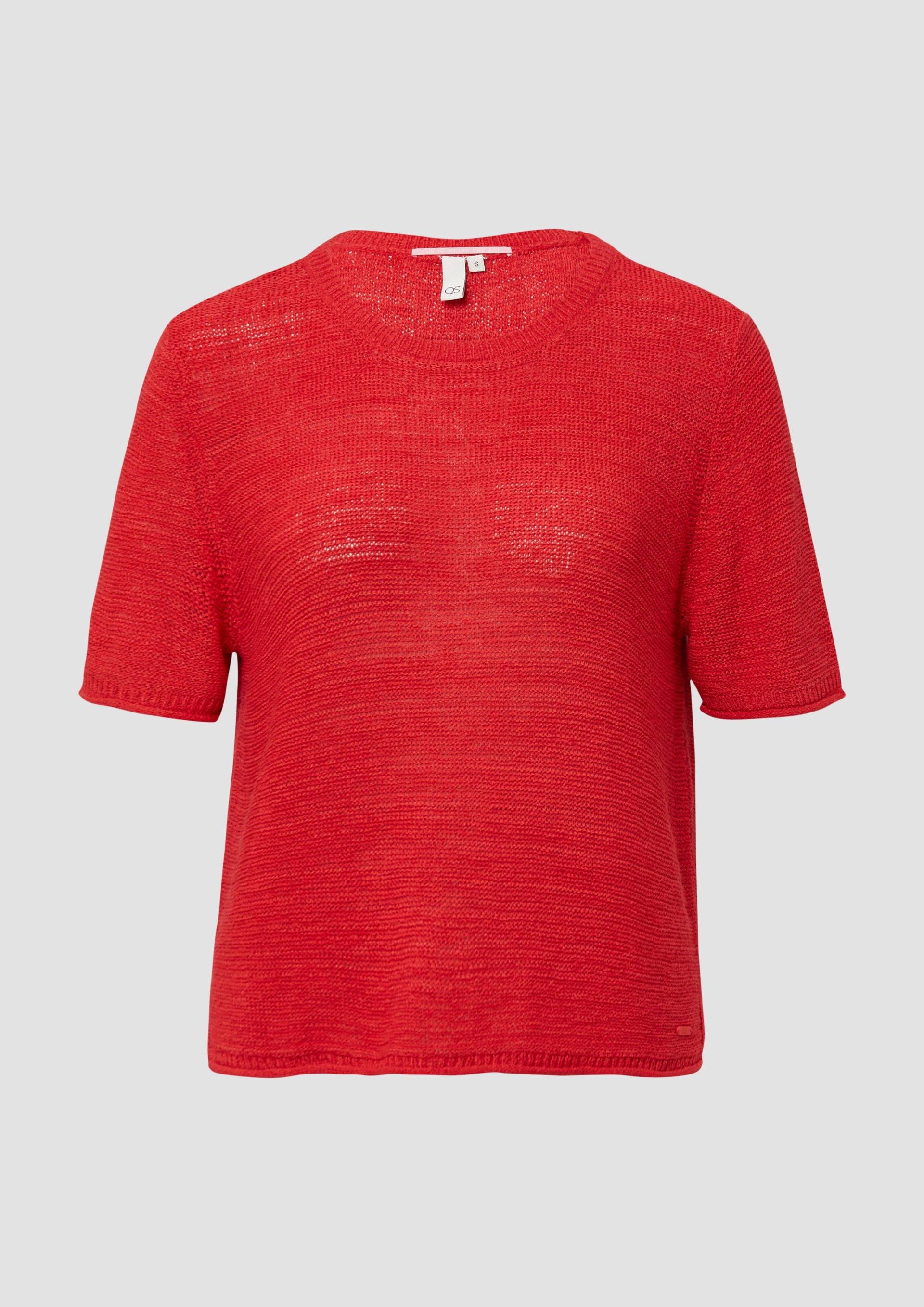 QS - Kurzarmpullover aus Bändchengarn, Damen, rot von QS