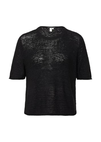 QS Kurzarmpullover aus Bändchengarn schwarz M von QS