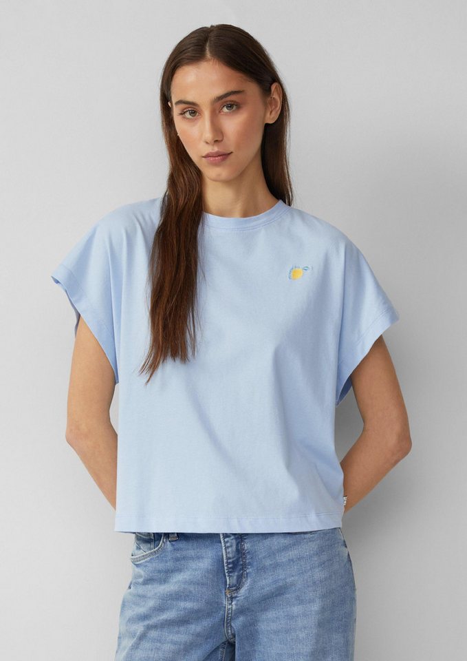 QS Kurzarmshirt T-Shirt Lässiges Shirt mit überschnittener Schulter von QS