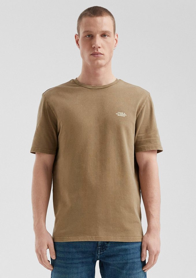 QS Kurzarmshirt T-Shirt Gewaschenes Rundhals-T-Shirt mit Front- und Rückenprint von QS