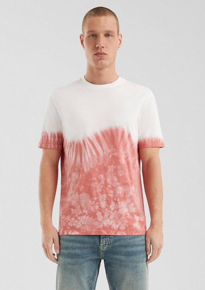 QS Kurzarmshirt T-Shirt T-Shirt mit Rundhalsausschnitt und Batikeffekt von QS