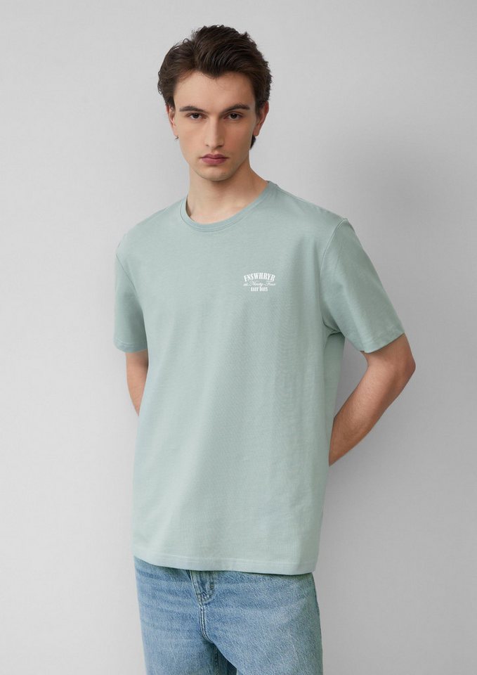 QS Kurzarmshirt T-Shirt Rundhals T-Shirt in schwerer Jerseyware mit Frontprint von QS