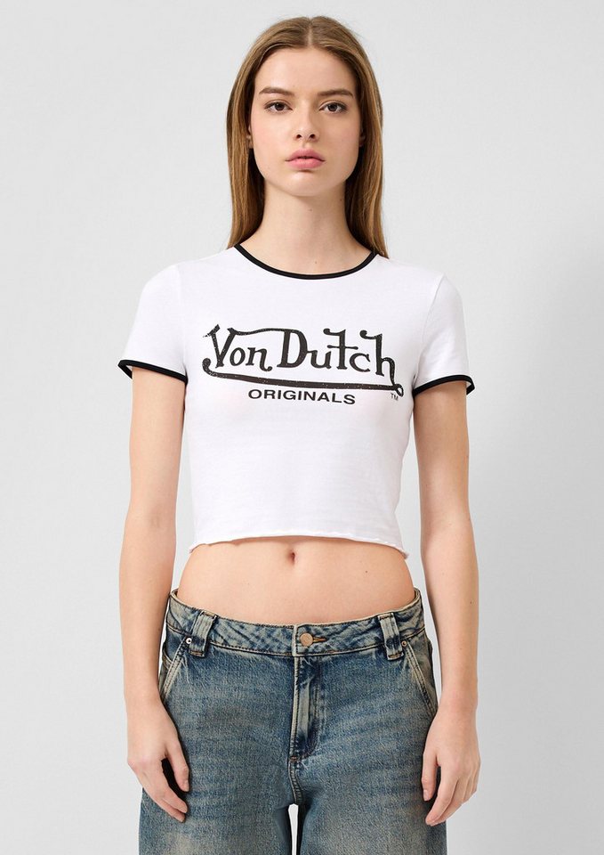 QS Kurzarmshirt T-Shirt Cropped T-Shirt mit Frontprint, QS x Von Dutch von QS