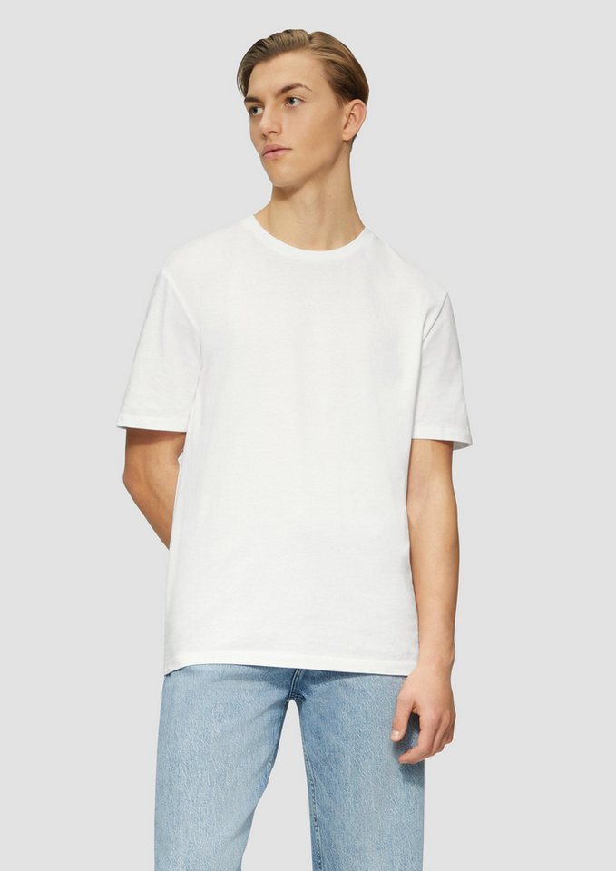 QS Kurzarmshirt T-Shirt Basic Rundhals T-Shirt mit Logo-Druck von QS