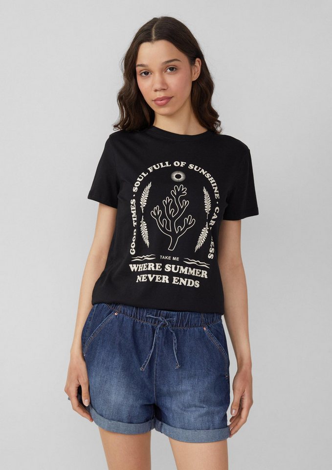 QS Kurzarmshirt T-Shirt Baumwoll T-Shirt mit Frontprint von QS