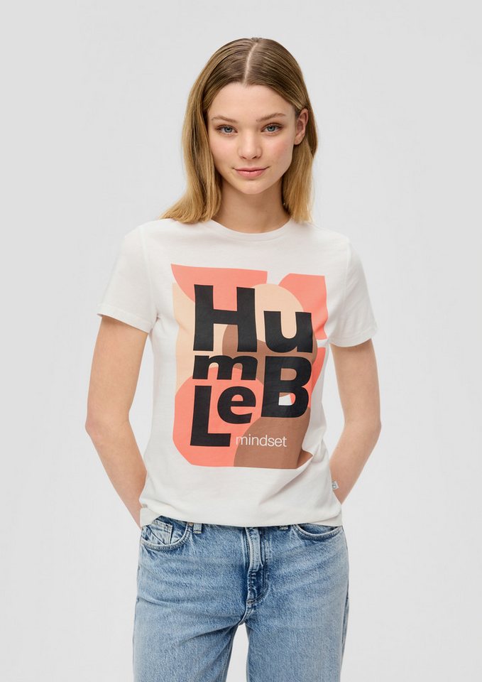 QS Kurzarmshirt T-Shirt Baumwollshirt mit Frontprint von QS