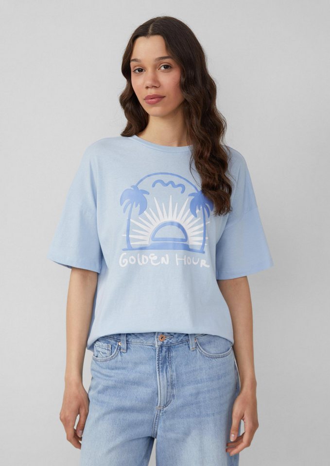 QS Kurzarmshirt T-Shirt Baumwollshirt mit Frontprint von QS