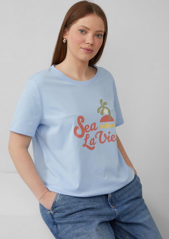 QS Kurzarmshirt T-Shirt Baumwollshirt mit Frontprint von QS