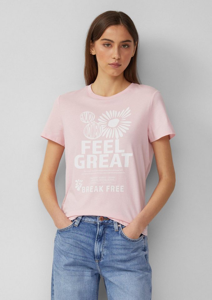 QS Kurzarmshirt T-Shirt Baumwollshirt mit Frontprint von QS