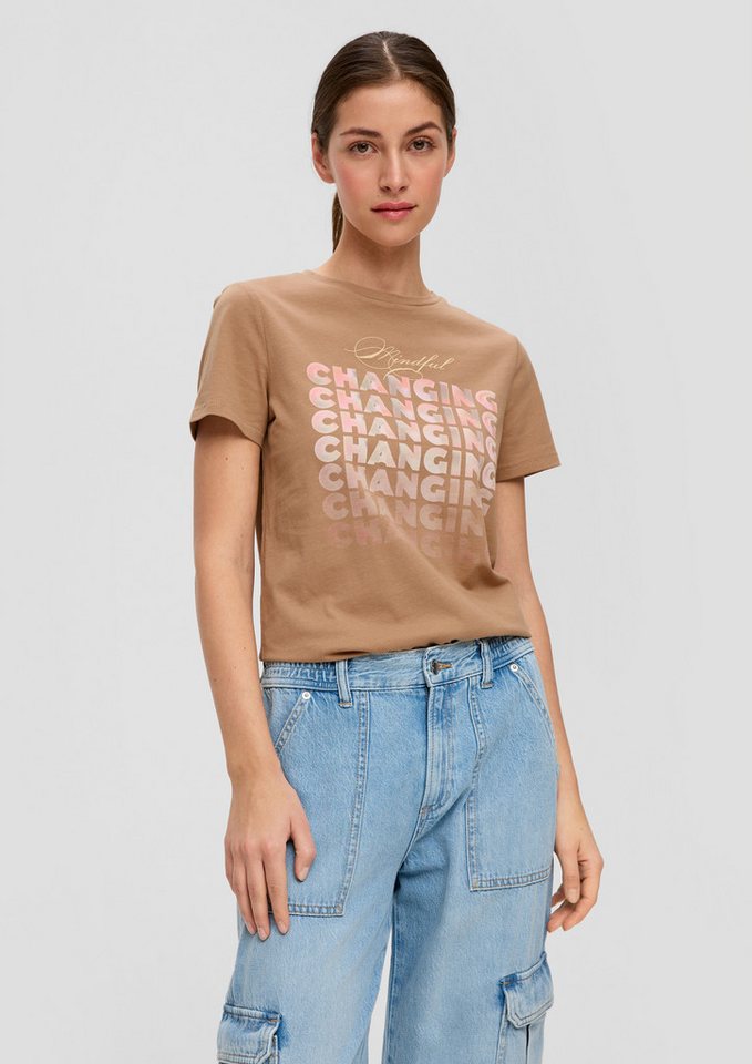 QS Kurzarmshirt T-Shirt Baumwollshirt mit Frontprint von QS