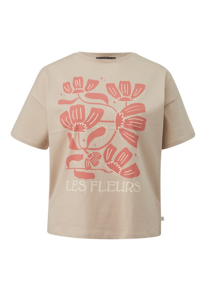 QS Kurzarmshirt T-Shirt Baumwollshirt mit überschnittener Schulter von QS