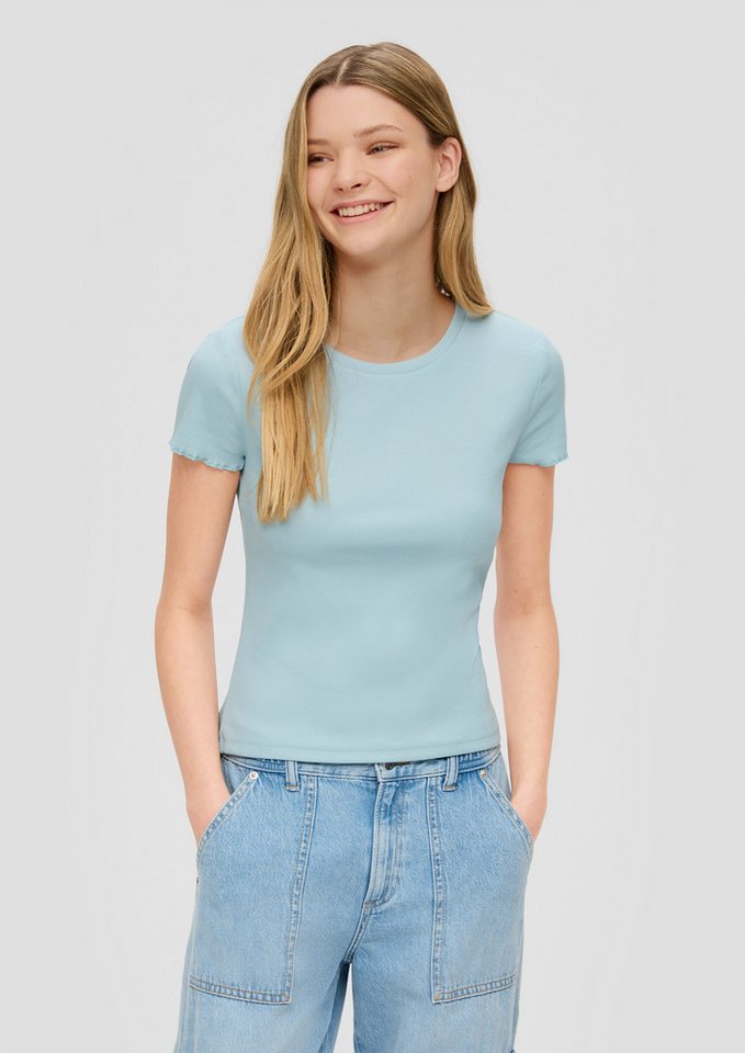 QS Kurzarmshirt T-Shirt Cropped Top mit Rippstruktur von QS