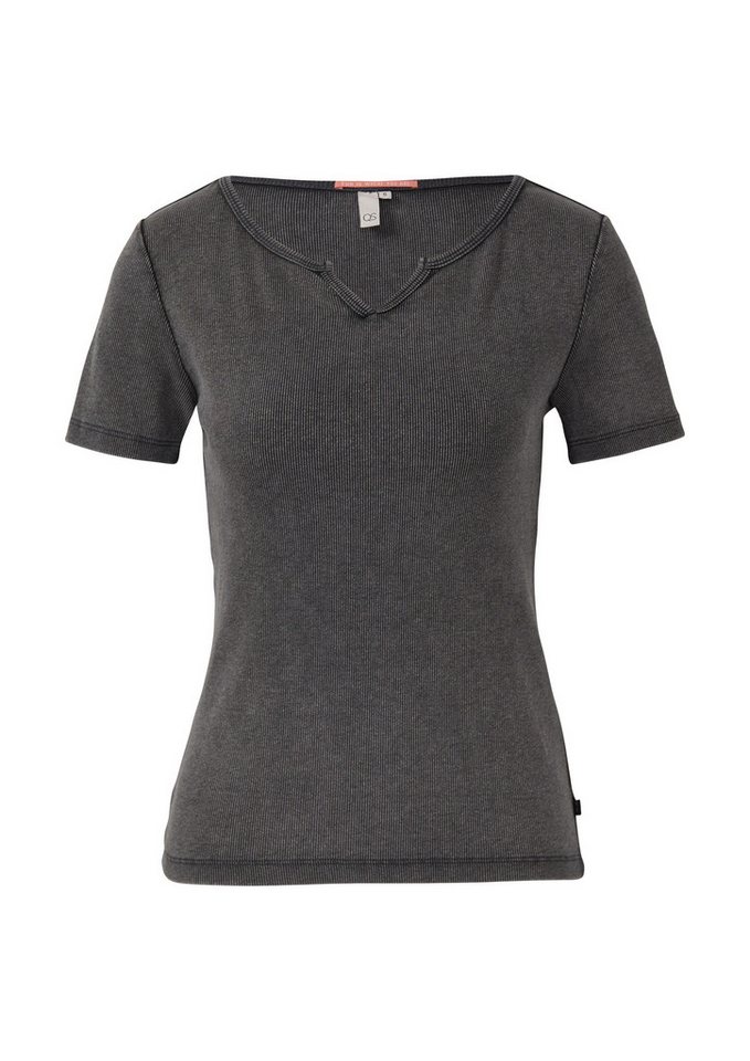 QS Kurzarmshirt T-Shirt Gewaschenes Ripp-Shirt im Slim Fit von QS