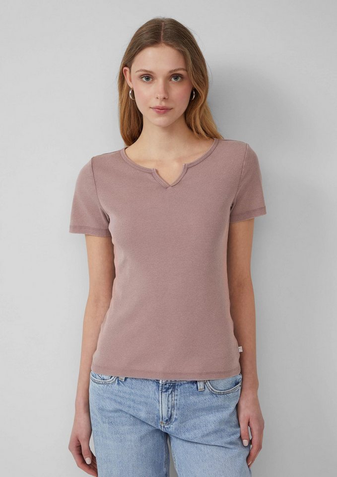 QS Kurzarmshirt T-Shirt Gewaschenes Ripp-Shirt im Slim Fit von QS