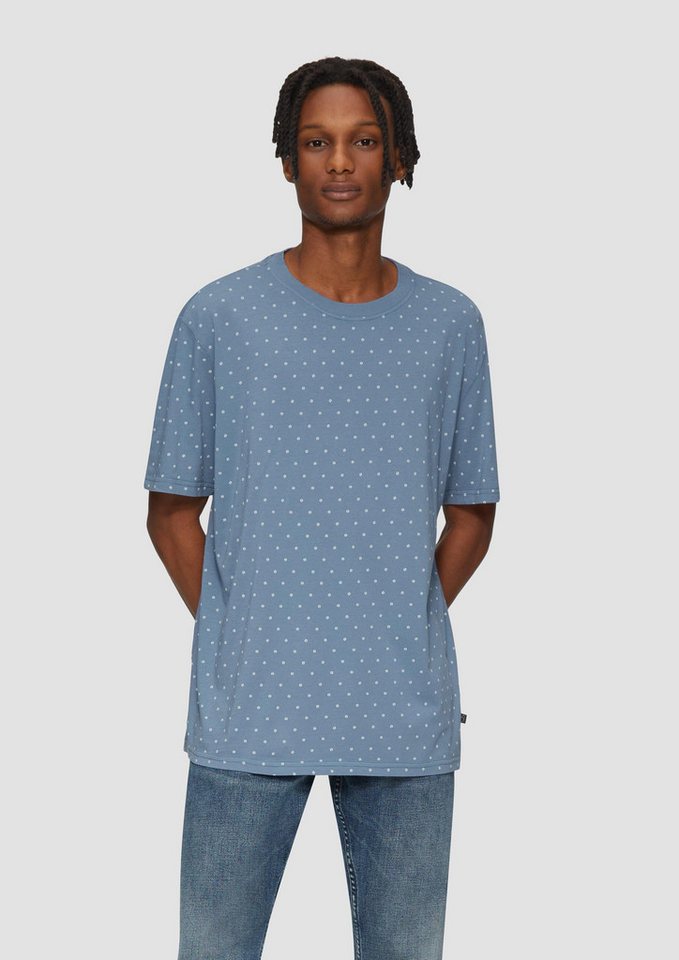 QS Kurzarmshirt T-Shirt Gewaschenes T-Shirt mit All-over-Print von QS