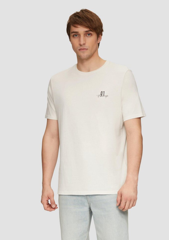 QS Kurzarmshirt T-Shirt Gewaschenes T-Shirt mit Front- und Rückenprint von QS