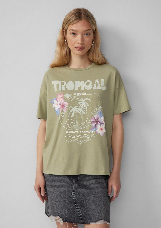 QS Kurzarmshirt T-Shirt Lässiges T-Shirt mit Frontprint von QS