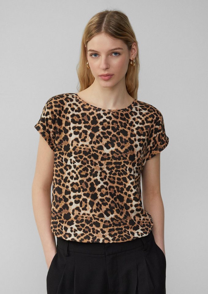 QS Kurzarmshirt T-Shirt Locker geschnittenes T-Shirt aus Modalmix von QS