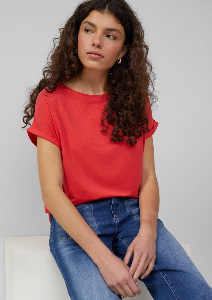 QS Kurzarmshirt T-Shirt Loose-Fit-Shirt im Lyocellmix von QS