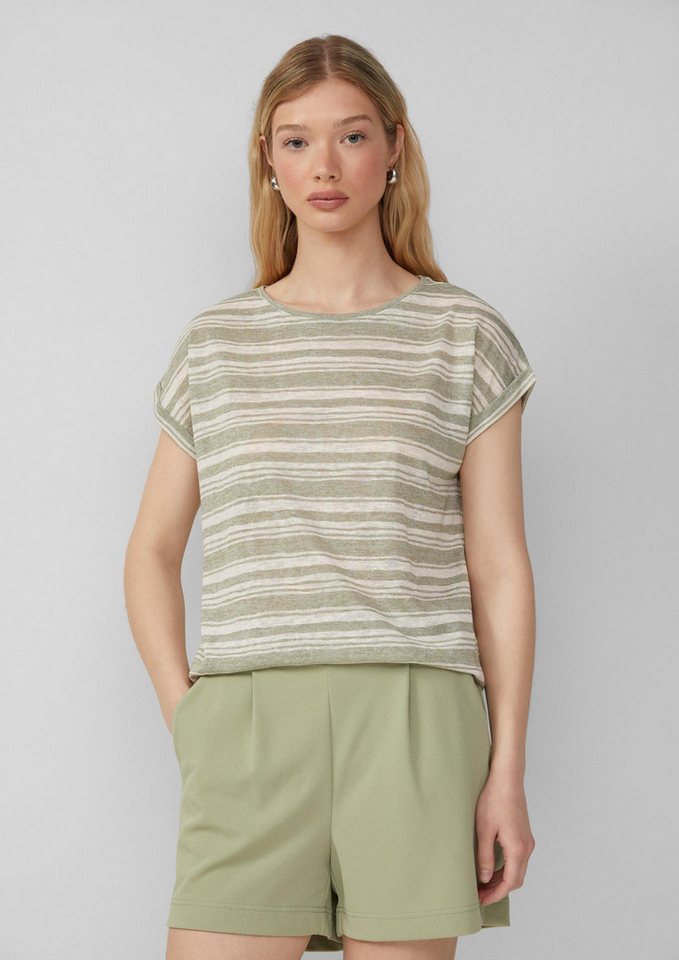 QS Kurzarmshirt T-Shirt Ringelshirt aus Viskosemix von QS