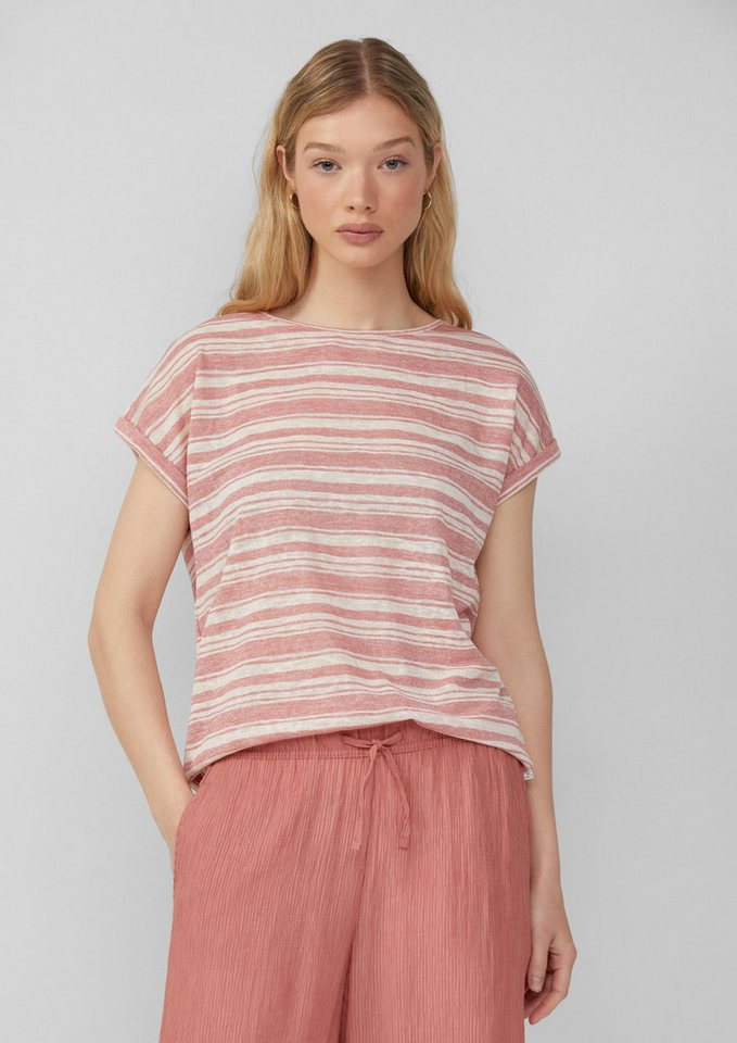 QS Kurzarmshirt T-Shirt Ringelshirt aus Viskosemix von QS