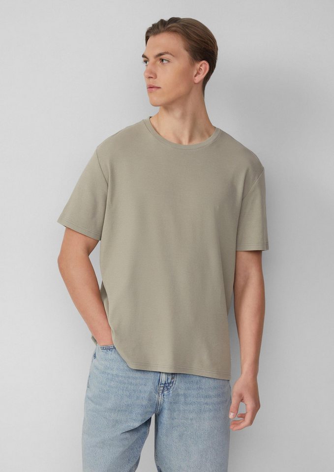 QS Kurzarmshirt T-Shirt Rundhals-T-Shirt mit Rippstruktur von QS