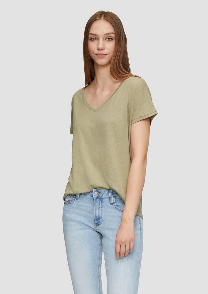 QS Kurzarmshirt T-Shirt T-Shirt aus Leinenmix im Relaxed Fit von QS