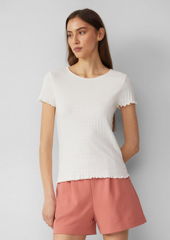 QS Kurzarmshirt T-Shirt T-Shirt mit Ajour-Muster von QS