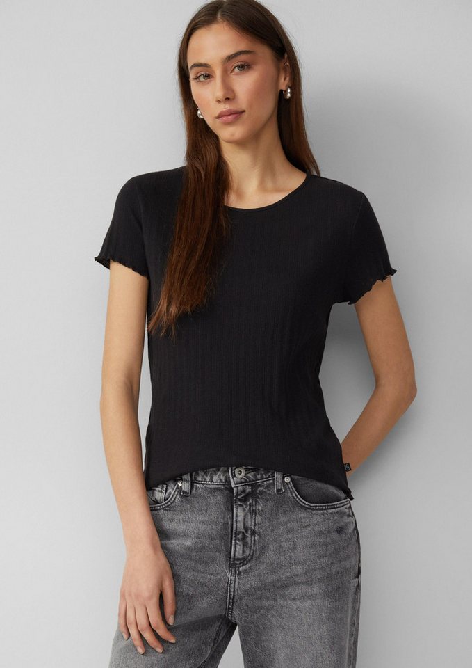 QS Kurzarmshirt T-Shirt T-Shirt mit Ajour-Muster von QS