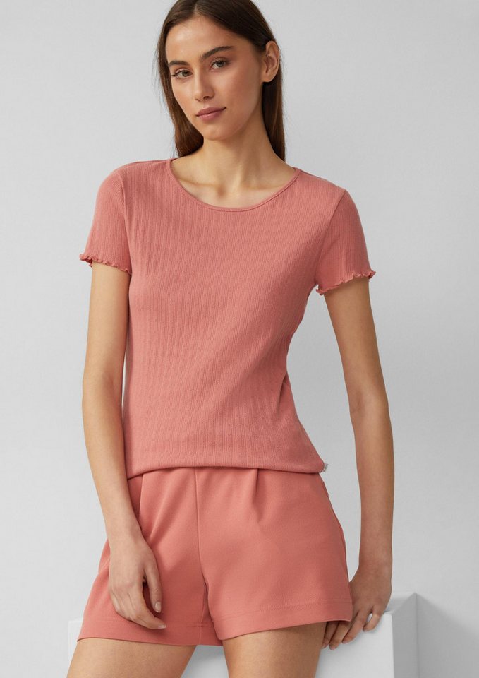 QS Kurzarmshirt T-Shirt T-Shirt mit Ajour-Muster von QS