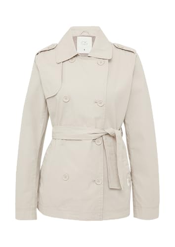 QS Kurzer Trenchcoat aus Baumwolle mit Gürtel hellgrau S von QS