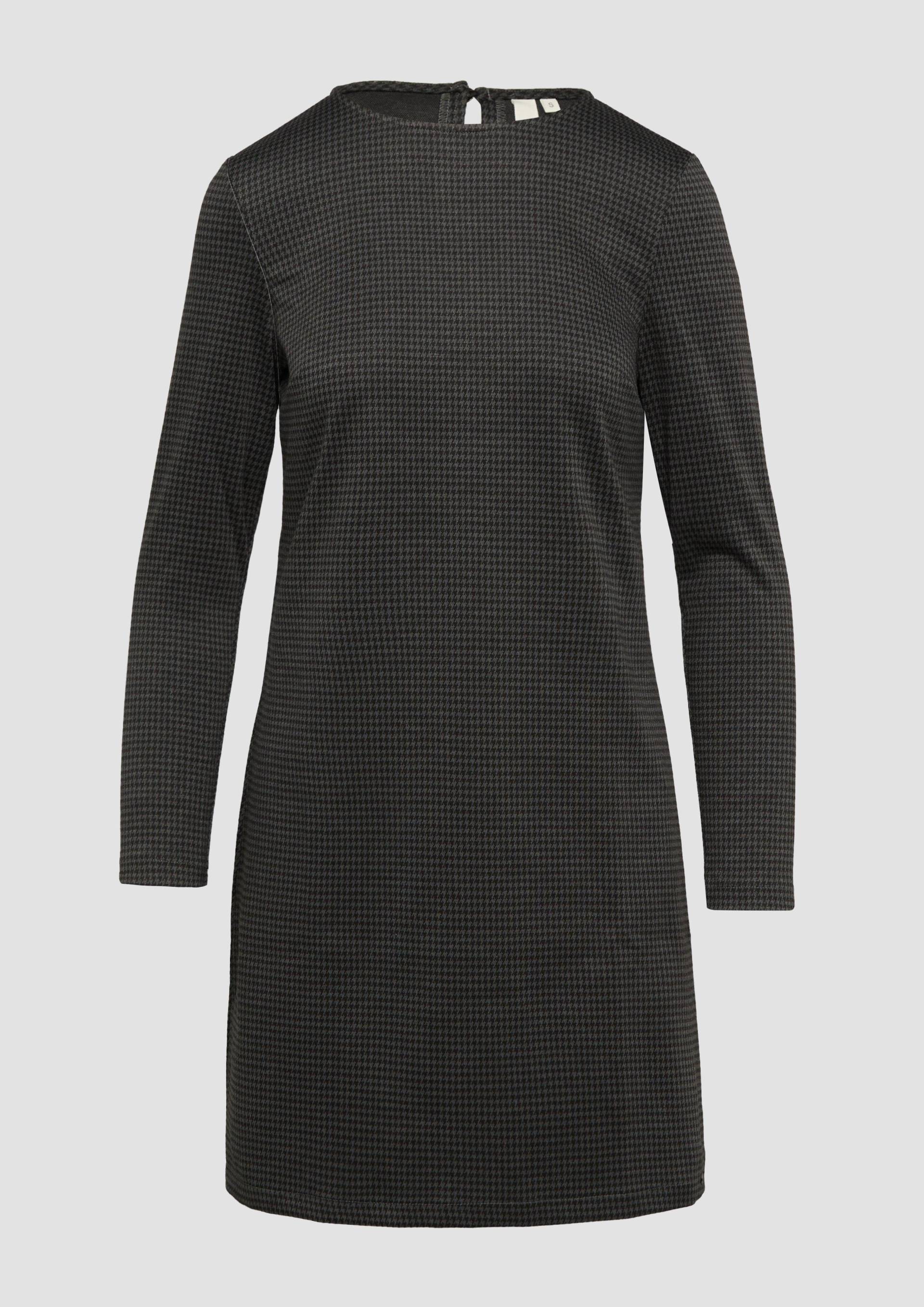 QS - Kurzes gemustertes Kleid aus Interlockjersey, Damen, schwarz von QS